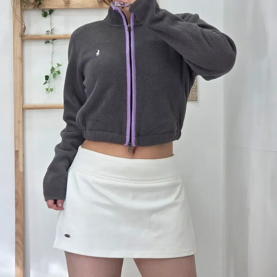 [XL]유일매물 희귀템. MADE IN USA 폴로 랄프로렌 화이트 포니 플리스 집업 (크롭 핏)