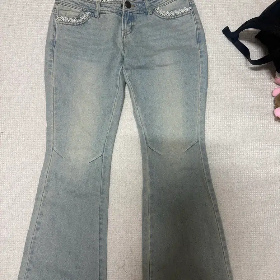 스컬프터 더블 웨이스트 부츠컷 데님 빈티지 아이스 s