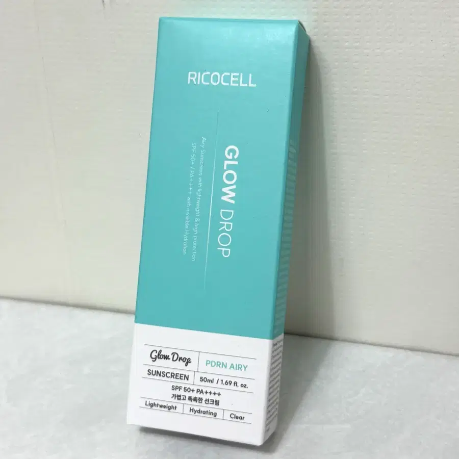 미개봉) 리코셀 글로우 드롭 피디알엔 에어리 선크림 50ml 촉촉 쿨링 진정 기초화장품 정리 재고처분