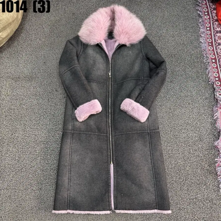 Lunakorrs 양털 무스탕 코트 핑크 퍼 55 10/14