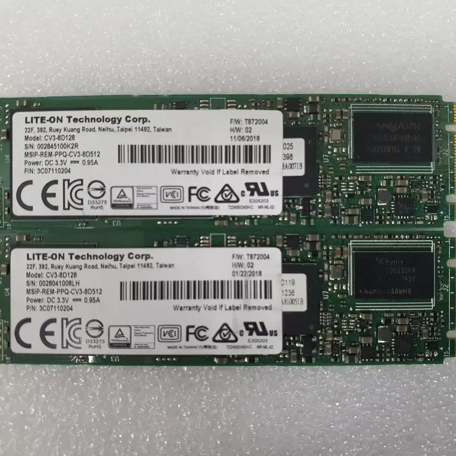컴퓨터 저장장치 LITE ON CV3-8D128 M.2 SATA SSD 128GB 두개 일괄