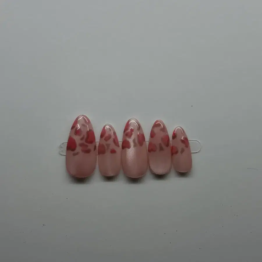 핑크 호피 수제네일팁