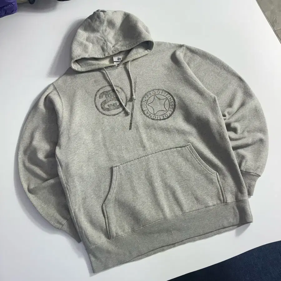 Stussy  스투시 00,s 빅로고 코튼 그레이 후드티