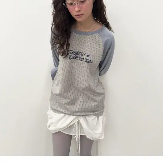 타입서비스 dotted raglan top (blue)