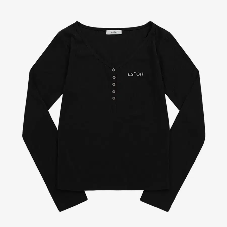 애즈온 WISH RIBBED BUTTON TEE 버튼 티셔츠