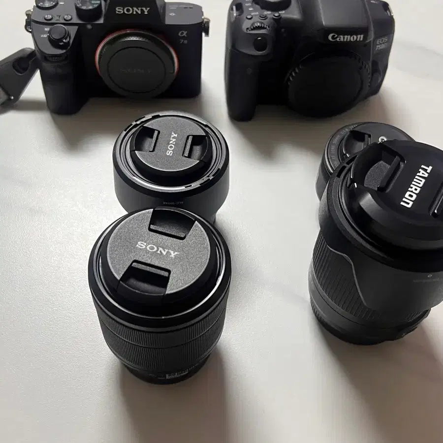 소니 a7 III 카메라 + 렌즈 2개, 캐논 750d + 렌즈2개