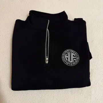 HUF 하프 지퍼 맨투맨 블랙 S