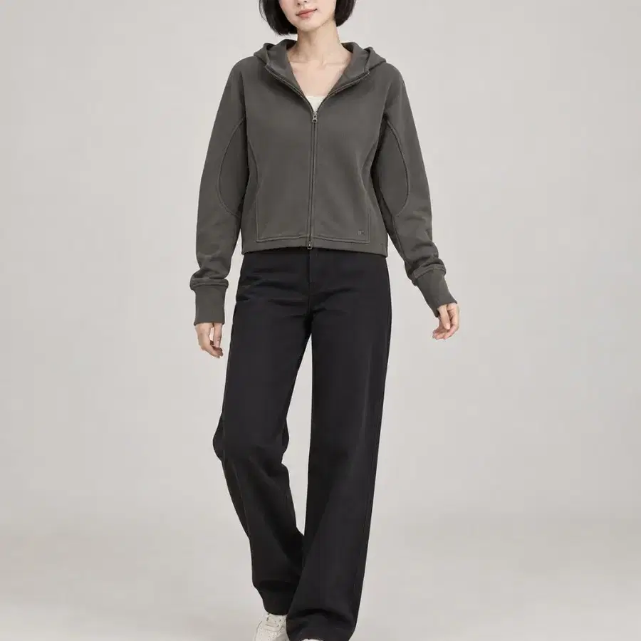 로우클래식 LOW CLASSIC/2024ss/카키 배색 패널 후드 집업/M/앨리스/2033