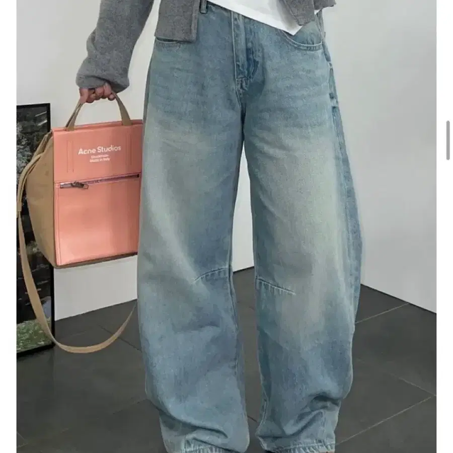 절개 데님 로우라이즈 팬츠