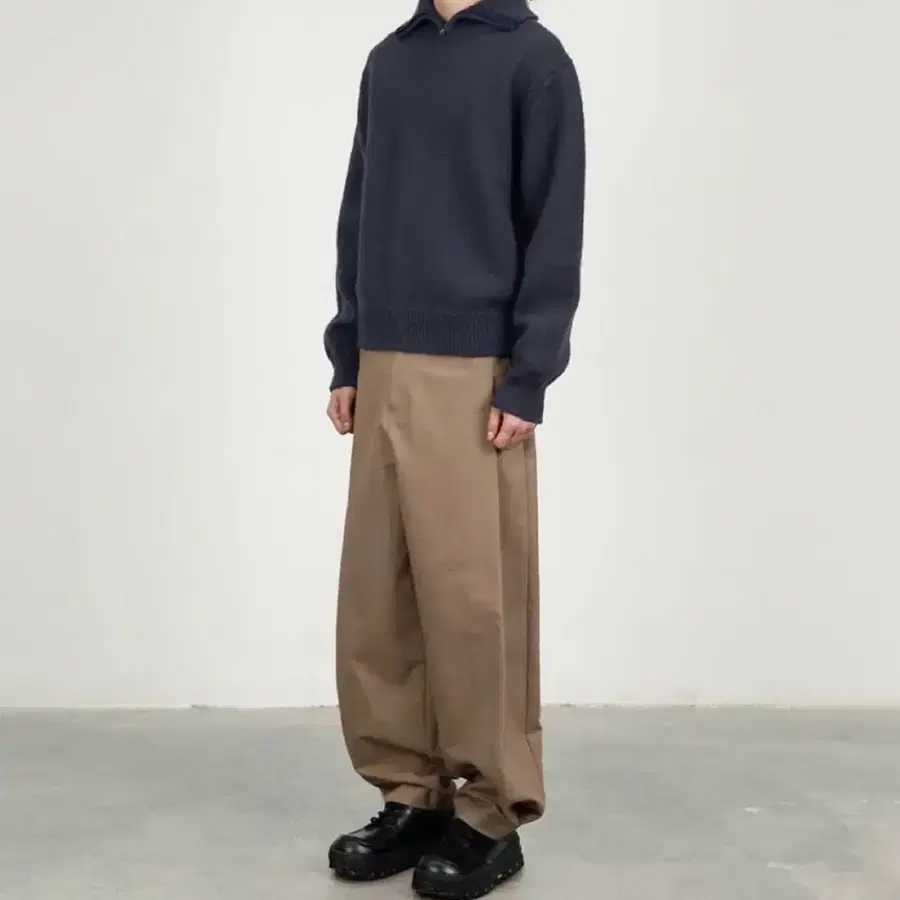블랙 베이지 2벌 가격) 아모멘토 스냅 가르송 와이드 팬츠 블랙, 베이지 라지