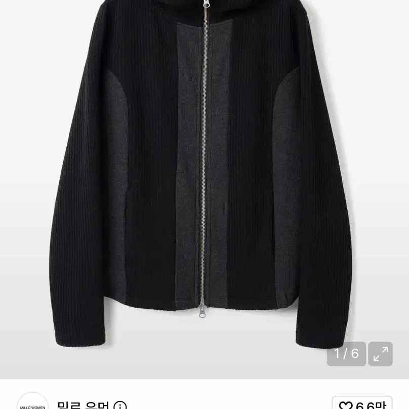 밀로우먼 투웨이 사이드 후드집업 블랙