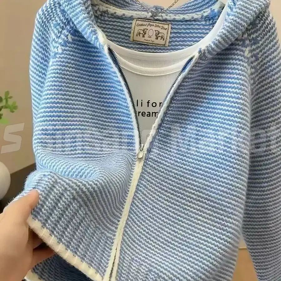 [빠른발송] 헤이 단 후드 집업 니트 후드집업 스트라이프 집업 니트 가디