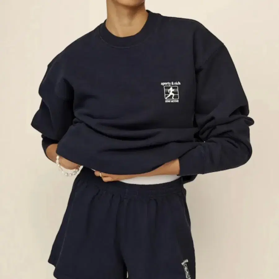 스포티앤리치 Sporty & Rich 네이비 맨투맨 L