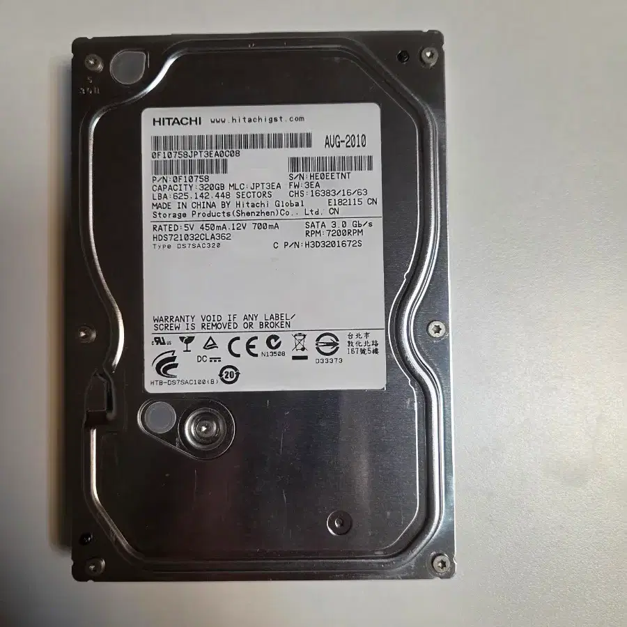 히타치 HDD 320GB HDS721032CLA362