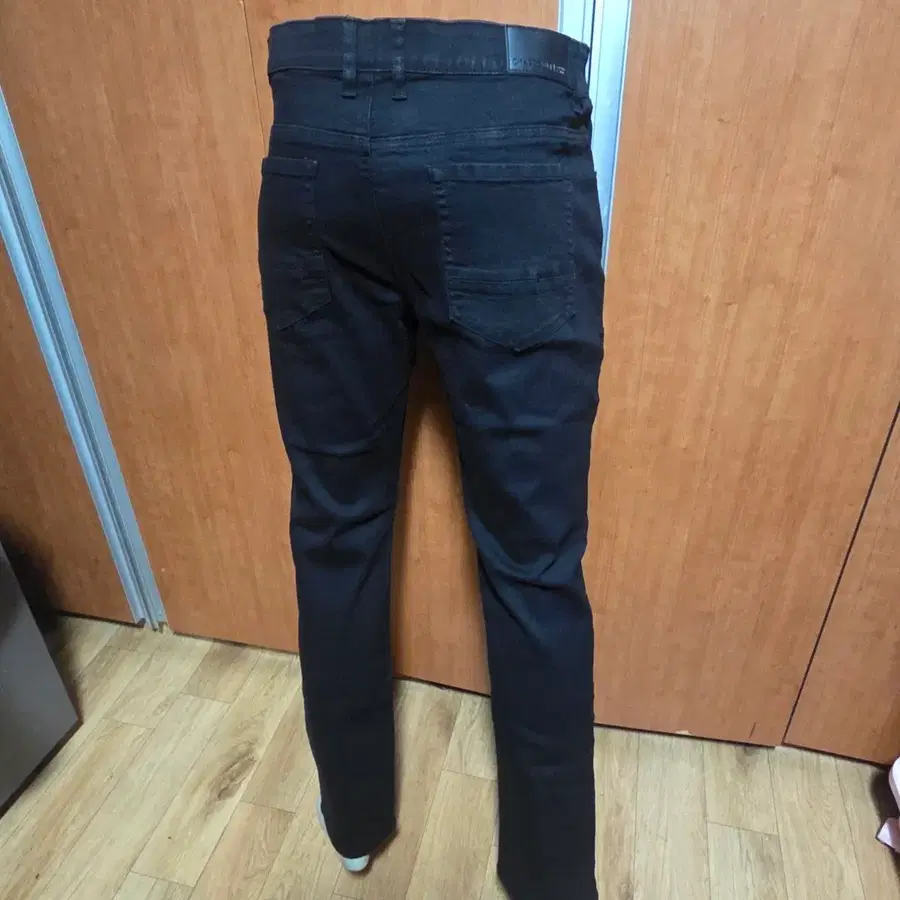 체이스컬트 편한 허리밴딩 흑청/블랙 일자 슬림 데님 바지 34