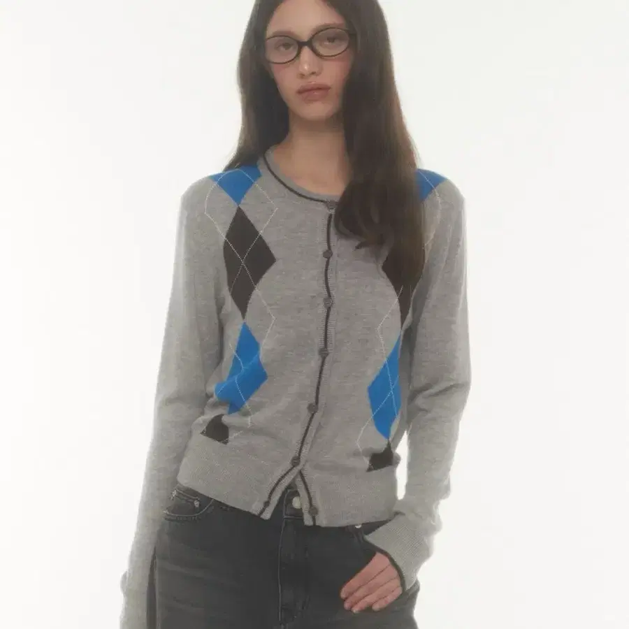 미드나잇 무브 argyle cardigan (grey) 그레이 가디건