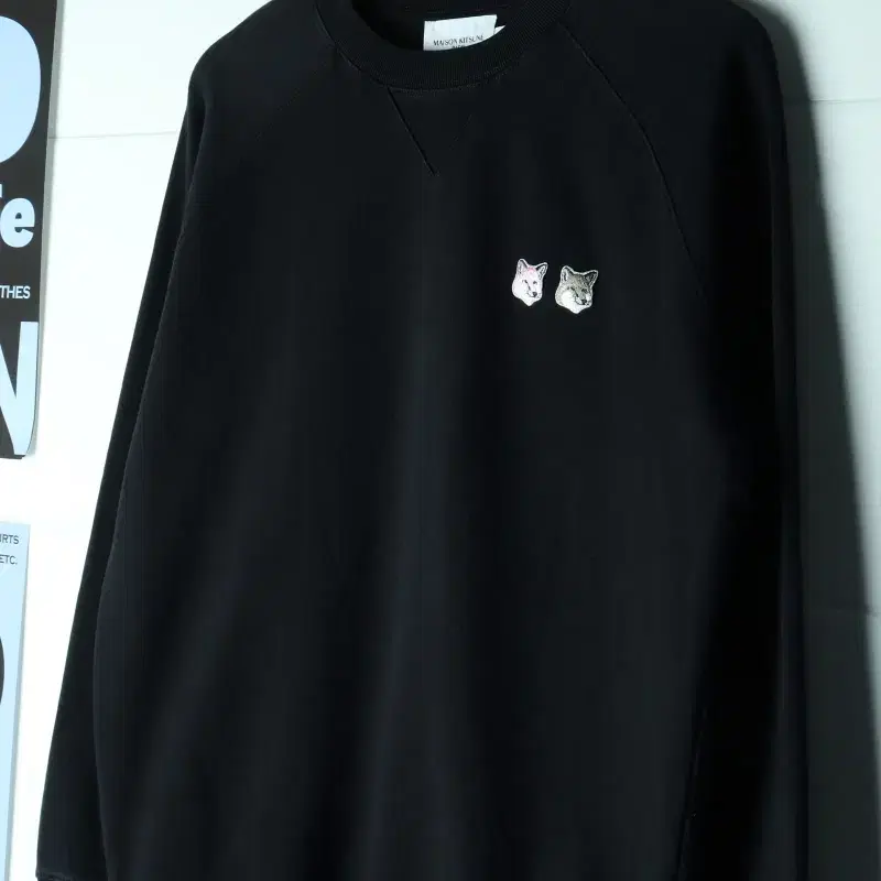 (L-XL) 메종키츠네 맨투맨 티셔츠 더블폭스 블랙 스웻-H40582