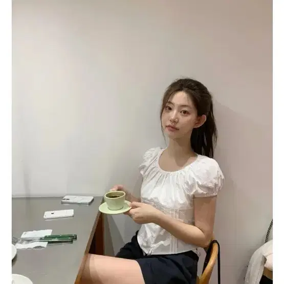 제니오 메이드 어반 투톤 쇼츠 네이비 밴딩 스트랩 반바지 배색 리본 셔링 프리