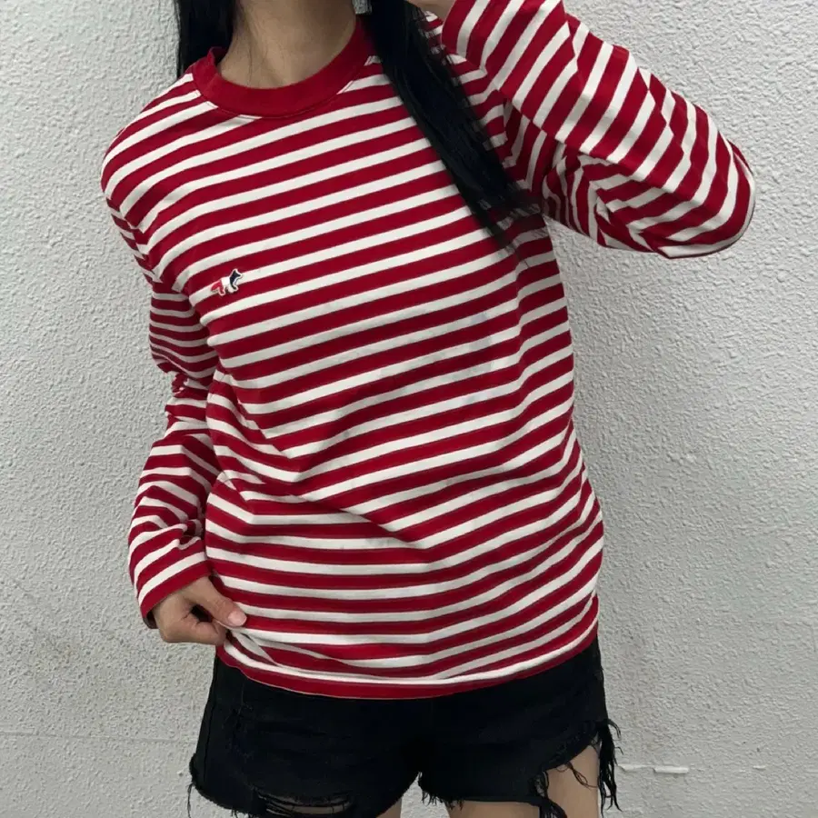 메종키츠네 단가라 레드 롱슬리브 XS