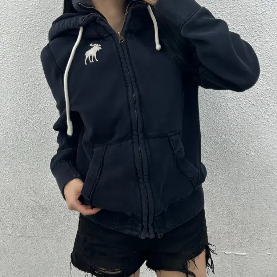 아베크롬비 순록로고 네이비 후드집업 S