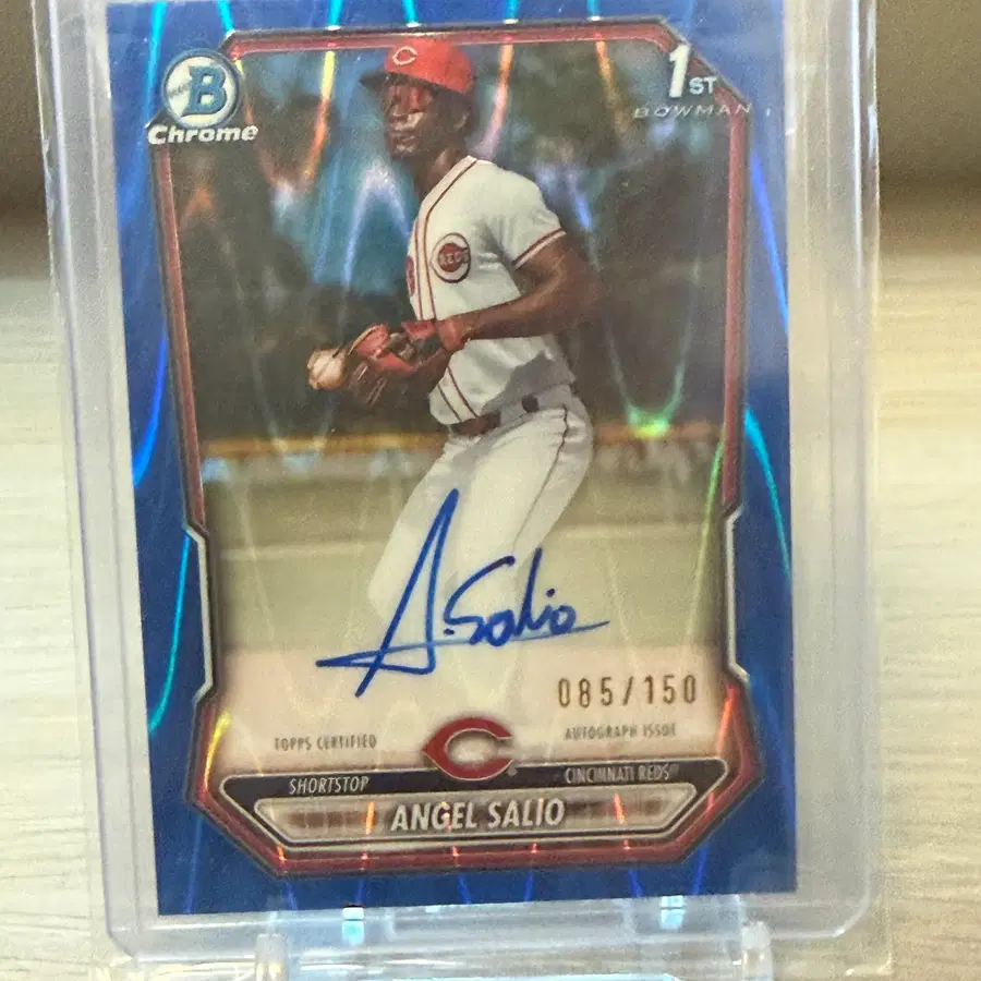 [야구] 신시내티 레즈 엔젤 살리오 1st Bowman 2026 Bowman Chrome 블루 레이웨이브 온카드 오토그래프 150한정 (#CPA-AS)
