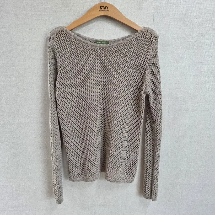 MUNI BASIC 여성 크로셰 긴팔 니트 베이지 95 JJ4502