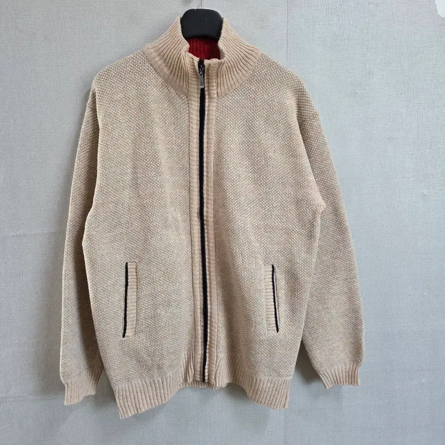 남성 속기모 니트 집업 베이지 3XL JJ4518