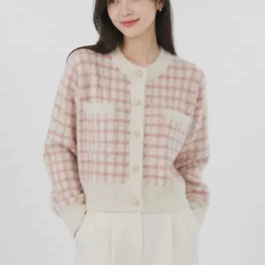 포커스 크림 여자 프리 가디건 O6955