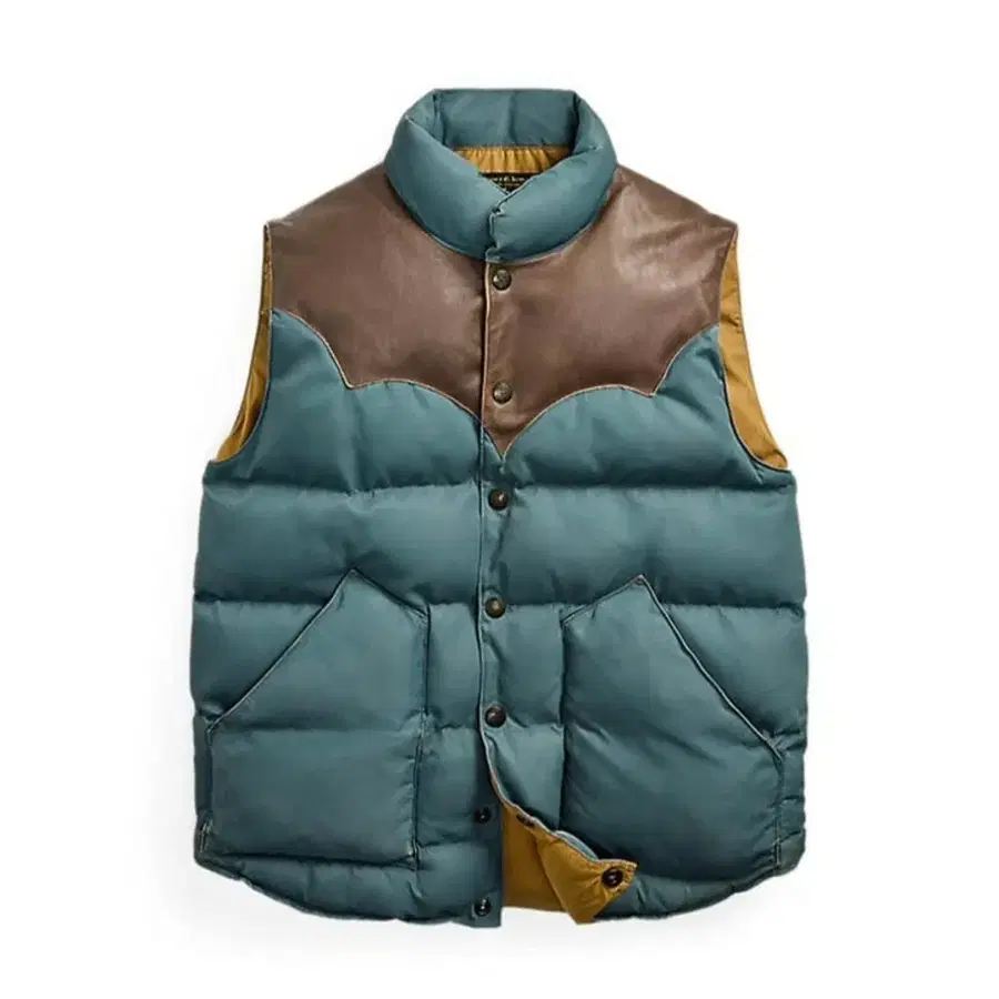 rrl 더블알엘 레더 요크 퀄트 베스트 L