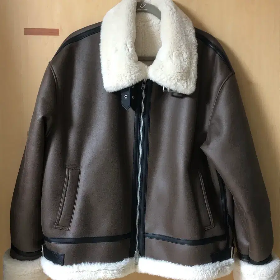[2XL] 도프제이슨 하이넥 레더 무톤 자켓 무스탕 BROWN