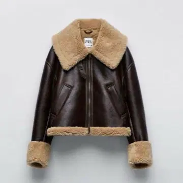 ZARA 가죽 보아 자켓 브라운 S사이즈