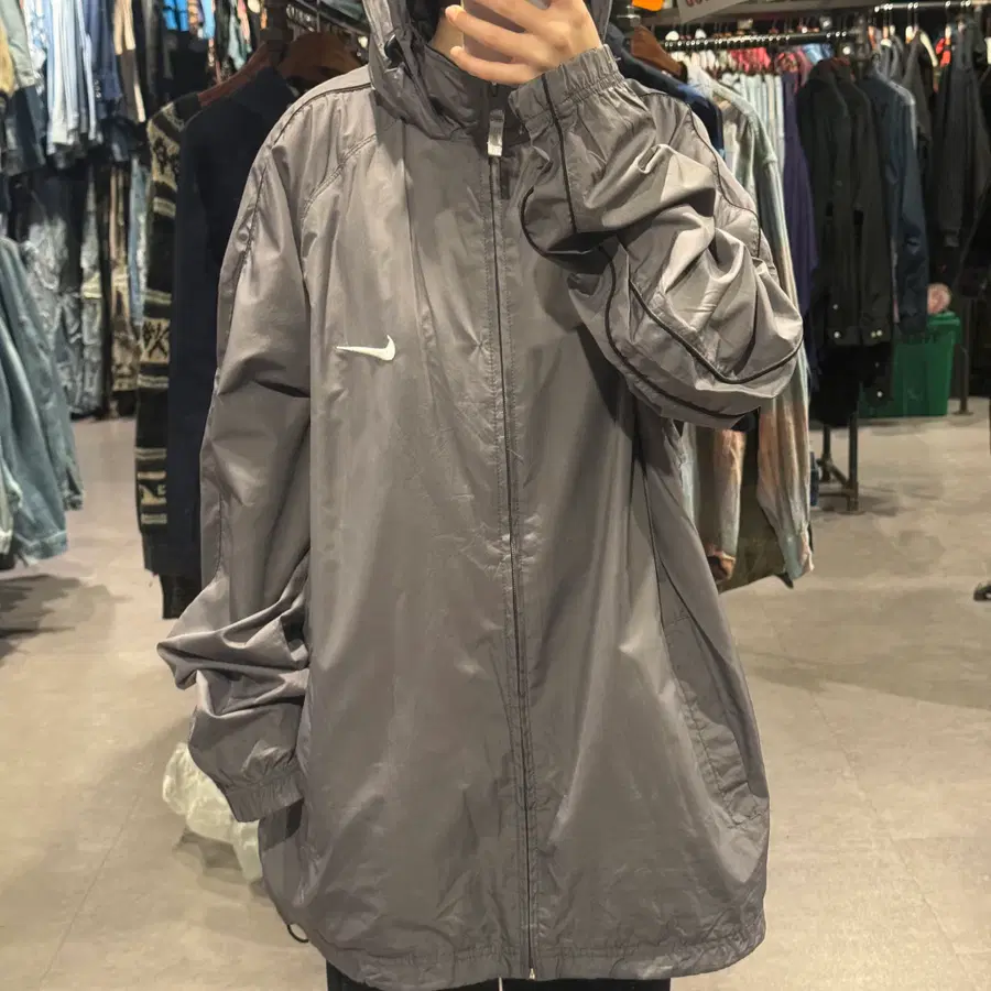 (205) Nike 나이키 스우시 그레이 블랙 라인 후드 바람막이