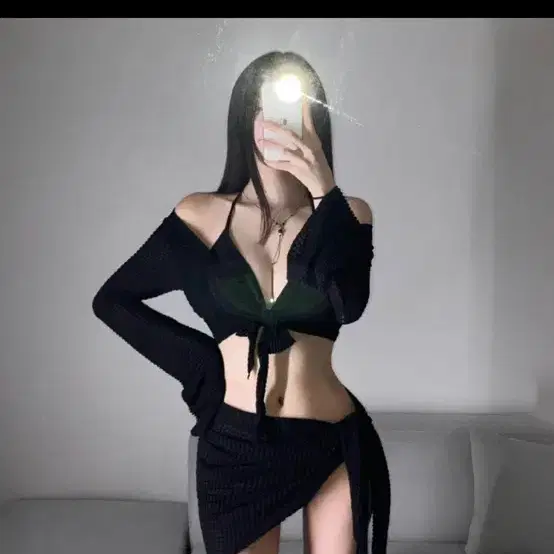 블랙 커버업 비키니