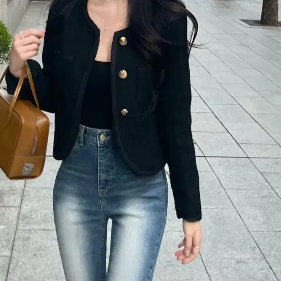 금장 트위드 자켓 L사이즈