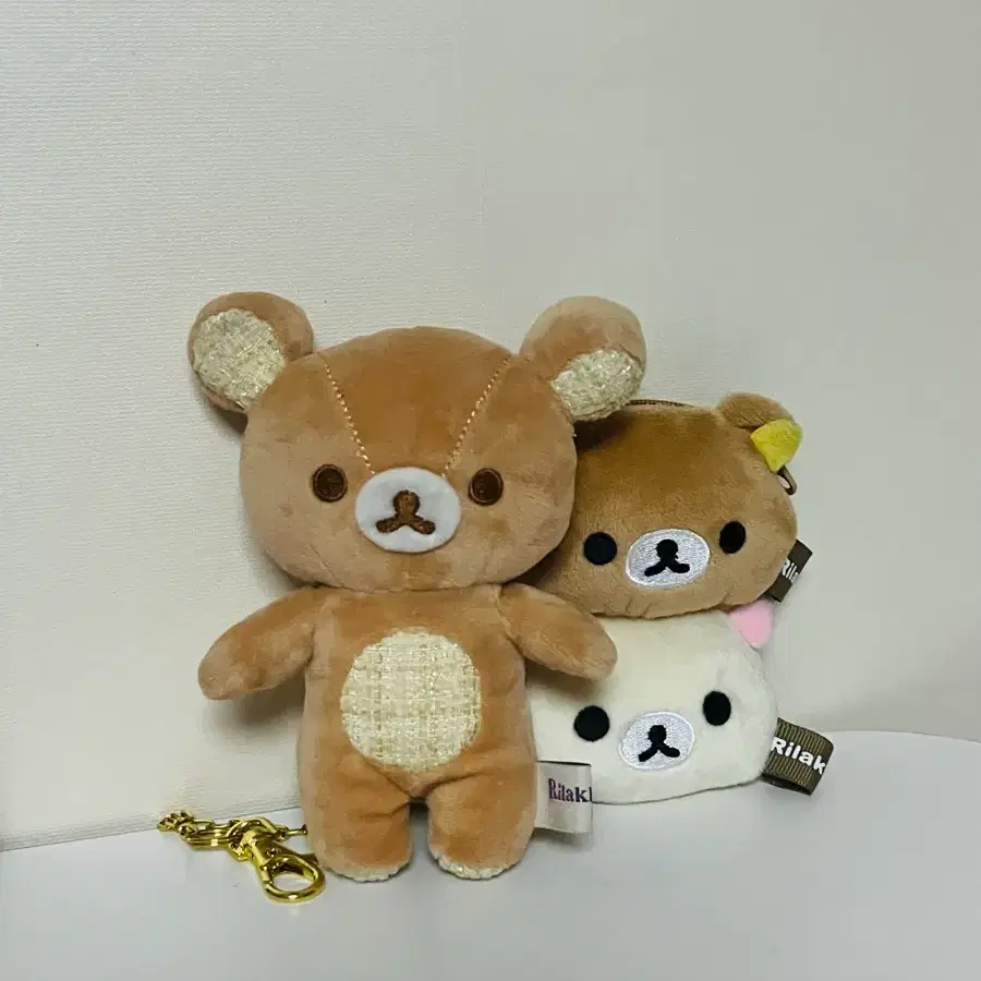 일괄) 리락쿠마 멋진집 체크 트위드 인형 누이 키링, 코리락쿠마&리락쿠마 페이스 얼굴 키링 산엑스 정품