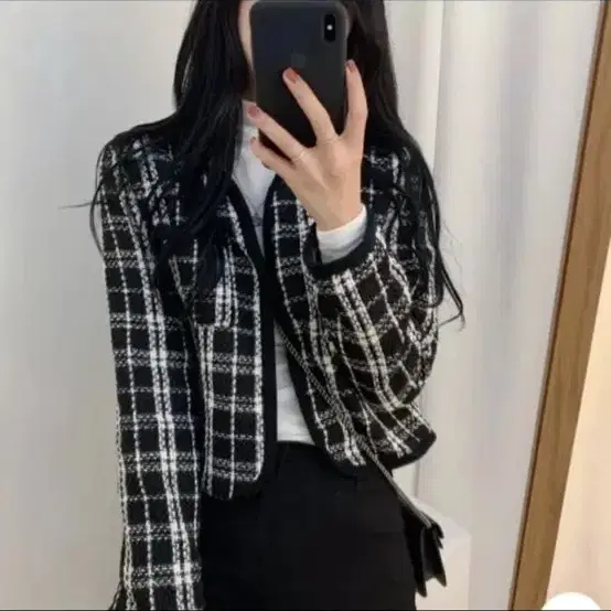트위드 포켓 봄 가디건 자켓