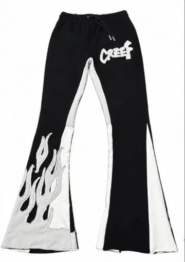 CREEF 플레어 스웨트 팬츠 블랙 화이트 L