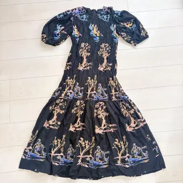ZARA 자수 개더 롱 원피스