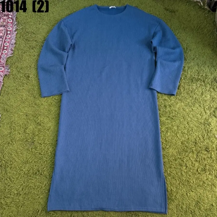 블루 골지 롱 원피스1014