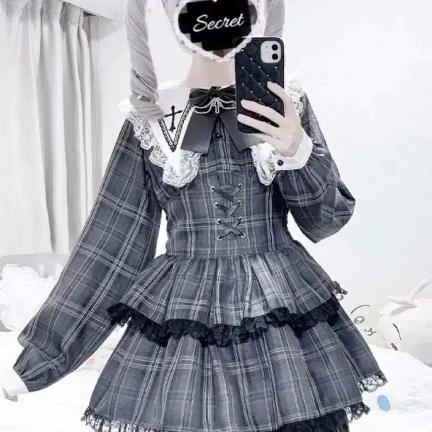 Ma*rs 마즈 3단 프릴 셋업 그레이 양산형지뢰계