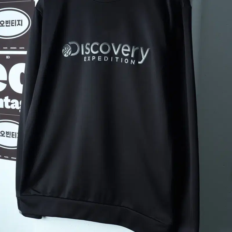(XL-2XL) 디스커버리 맨투맨 티셔츠 빅로고 블랙 폴리-H40869