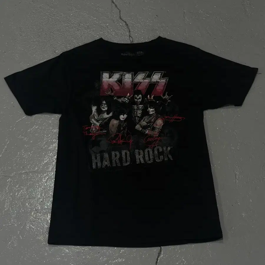 키스(KISS) X 하드락 카페(Hard Rock Cafe) 블랙 빈티지 반팔 티셔츠