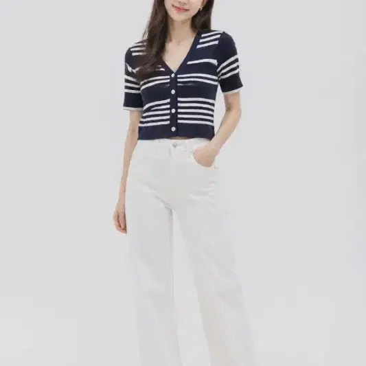 네이비 여자 프리 가디건 O7109
