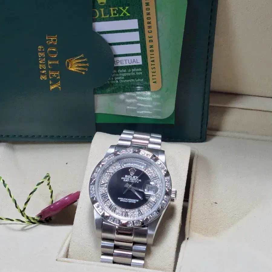 롤렉스 데이저스트 블랙 로마숫자 다이아베젤 시계 36mm