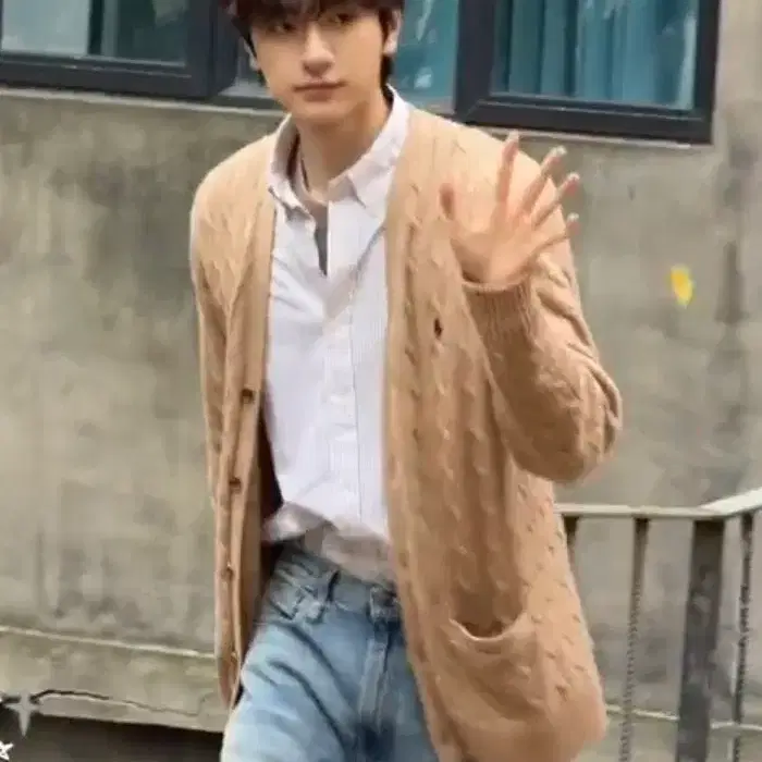 (정품)폴로 랄프로렌 케이블 니트 코튼 가디건 니트 카멜 멜란지