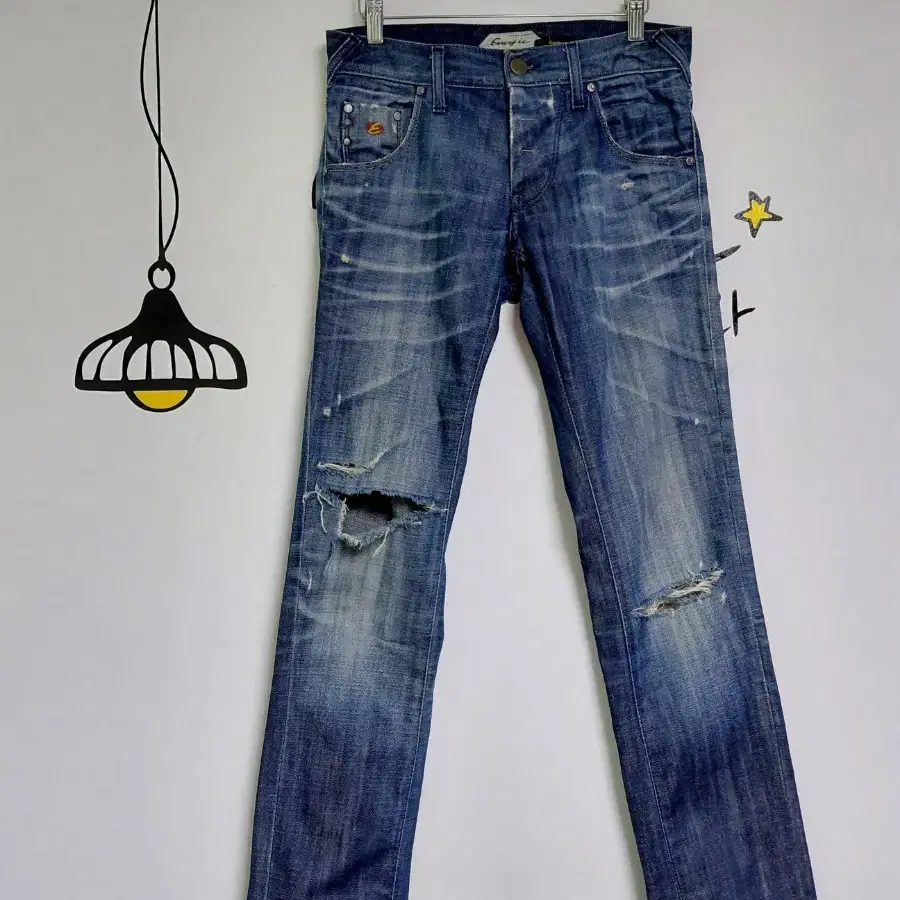 [28] ENERGIE Burney Y2K 디스트로이드 데님 팬츠