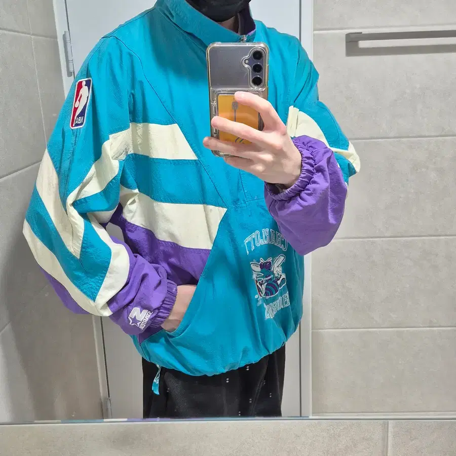 90s 스타터 올드스쿨 NBA 살럿 호네츠 아노락 바람막이