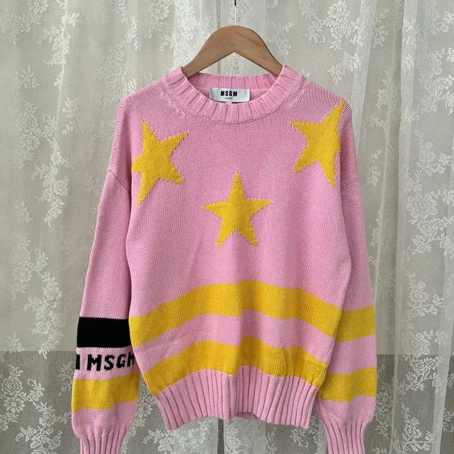 S) MSGM 11주년 스타 로고 니트 핑크