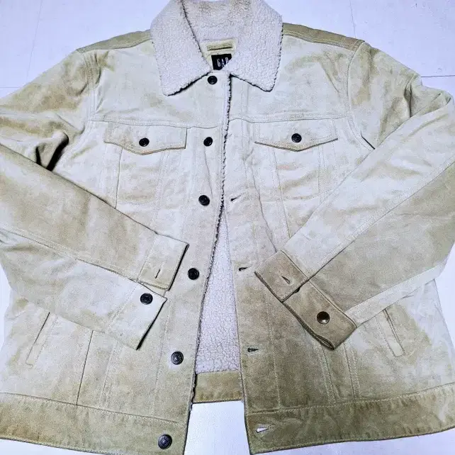 GAP 갭 올리브연카키 천연 스웨이드가죽 트러커자켓 XL MYR