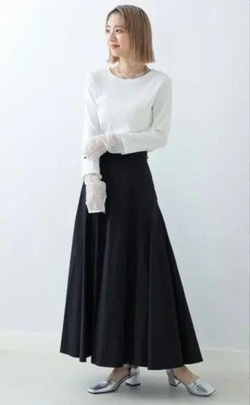 롱 플레어 스커트 블랙